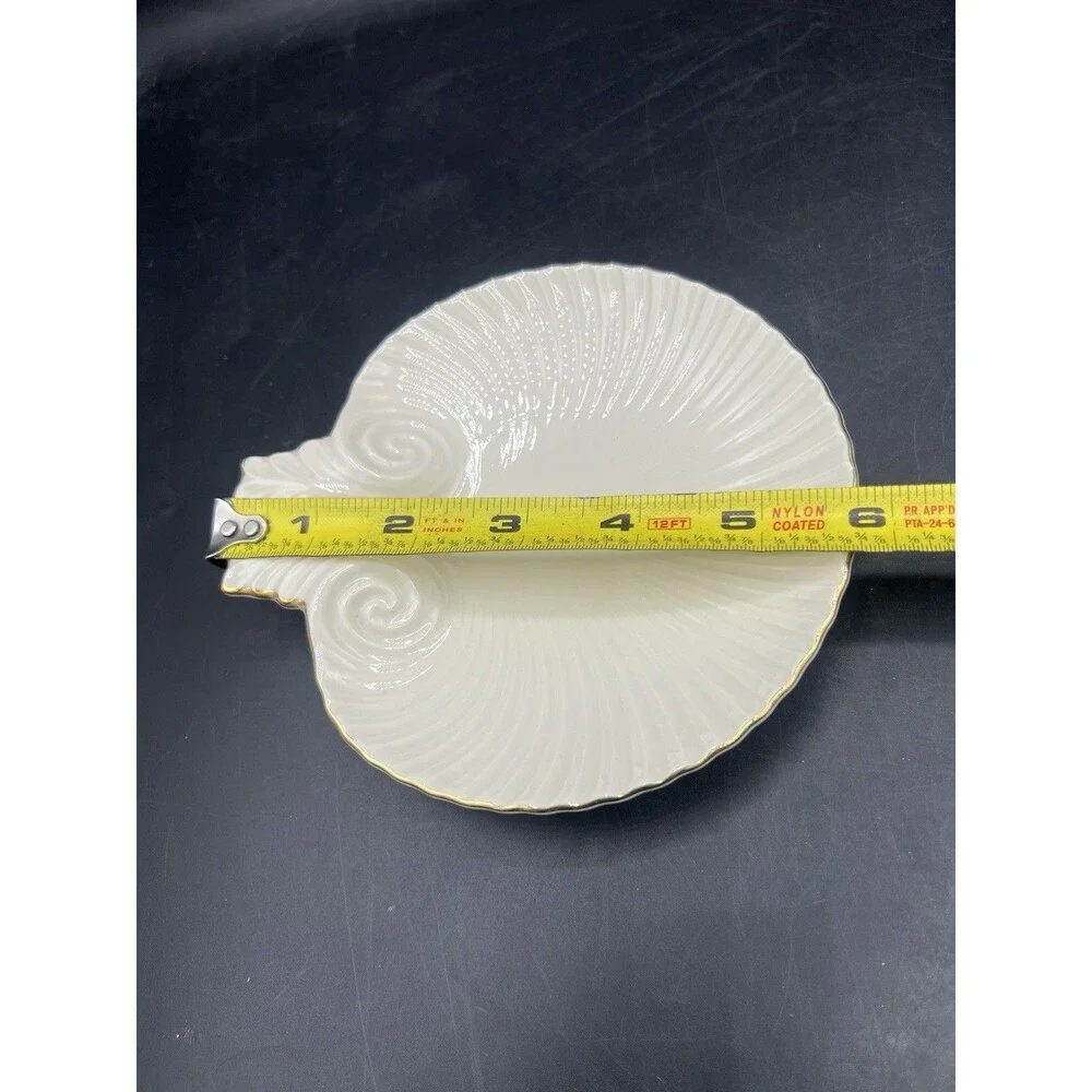 Lenox Aegean Shell Dish Ivory Porcelain Gold Trim Candy Ring Catchall Japan